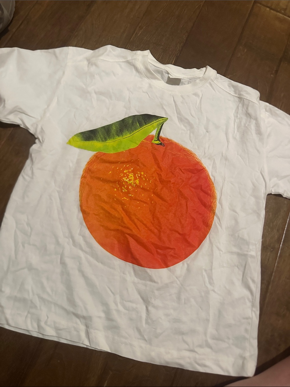 Zara White Tee with Orange Fruit Graphic